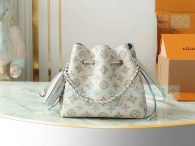 Top Quality Copy L--V Mahina Bella Bucket Bag White-Blue